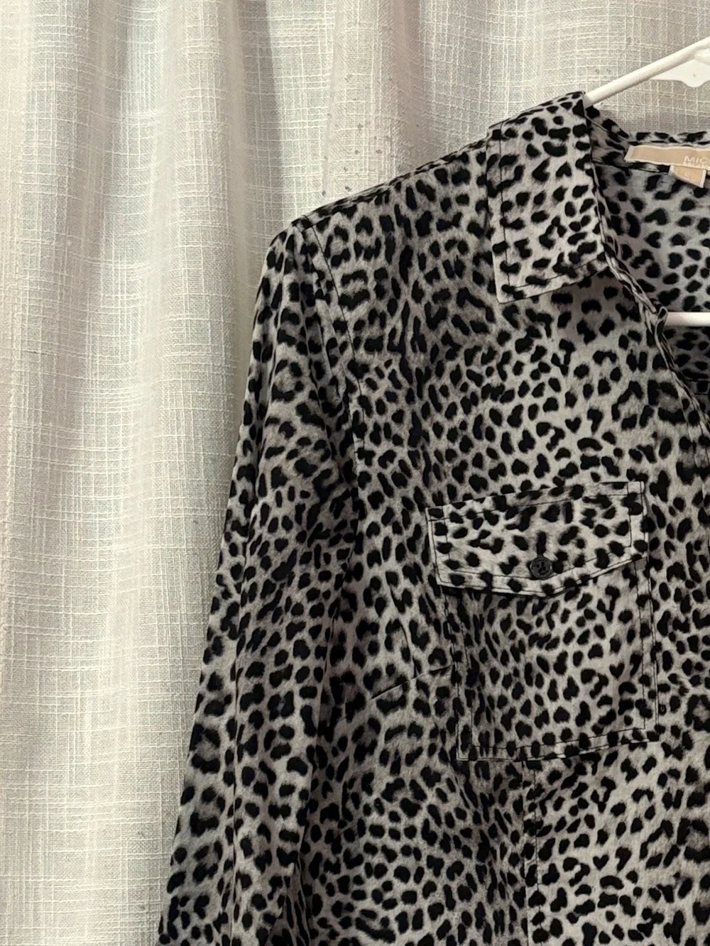 Michael Kors Gray & Black Animal Print Button Down Blouse
